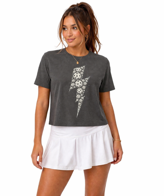 Women’s Pickleball Lightning Bolt Cropped Tee