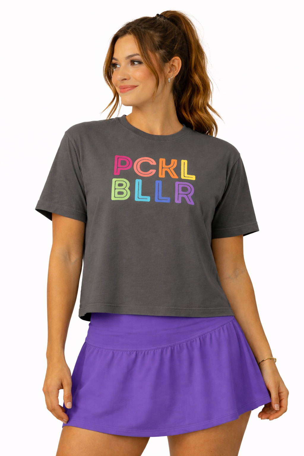 Women’s Cropped Pickleballer Rainbow Tee
