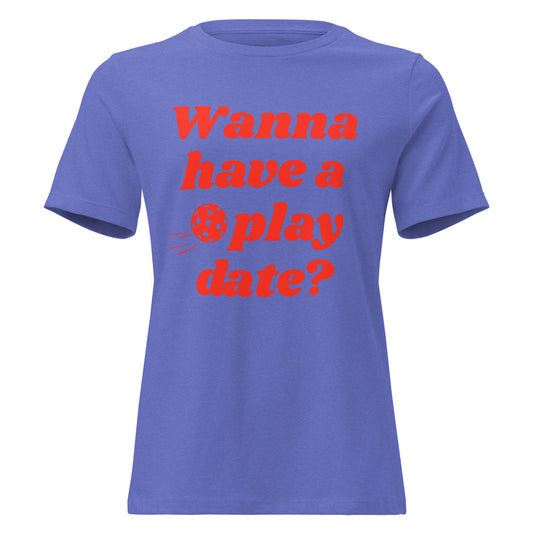 Wanna Have a Play Date? Women's Ultra Soft Heathered Pickleball Tee